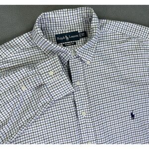 Ralph Lauren Shirt Mens XLT White Colorful Tattersall Classic Fit Prep Office
